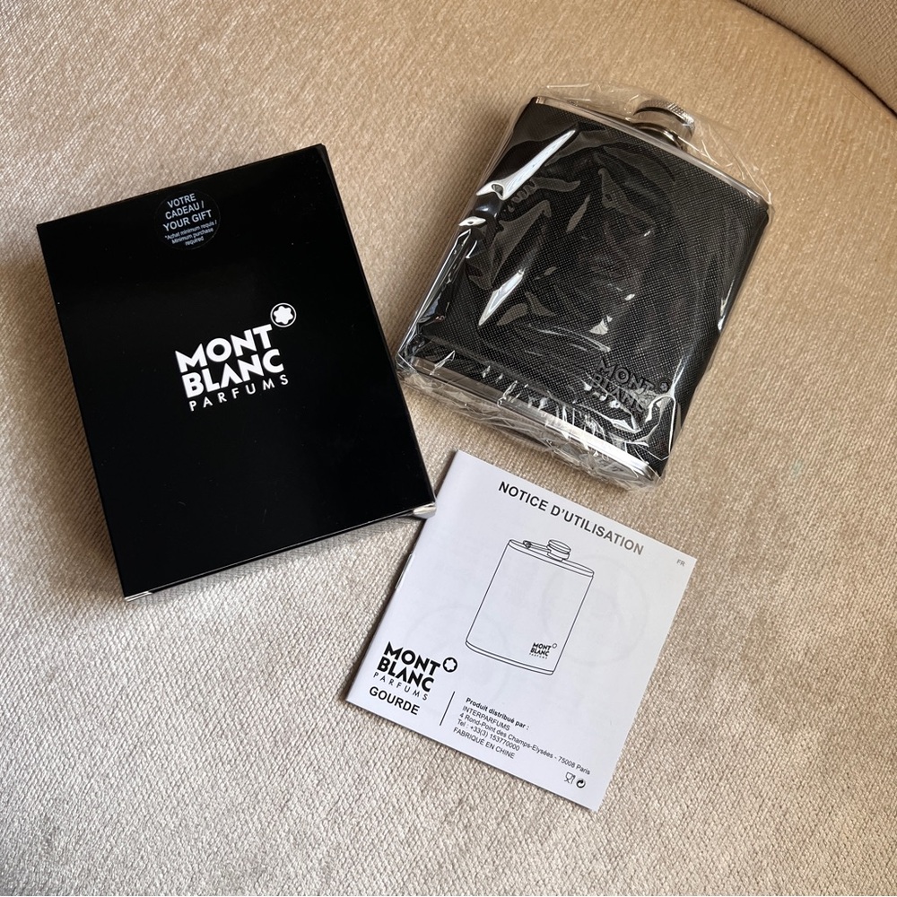 NWT Mont Blanc Parfums Stainless Steel Flask